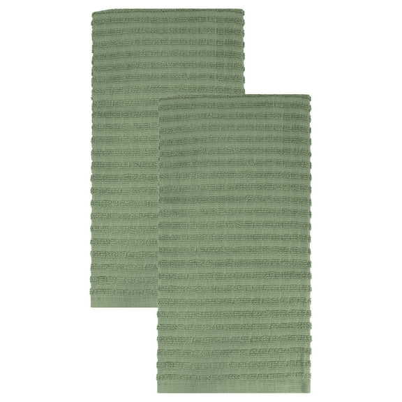RITZ Royale Collection 100% Combed Terry Cotton, Oversized Kitchen Towel Set, 2-Pack, Solid, Juniper