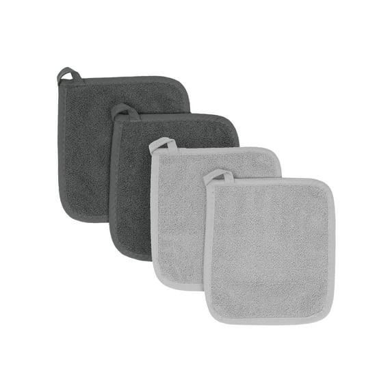RITZ Ritz Variety 4-Pack Terry Pot Holder Set, Titanium/Graphite