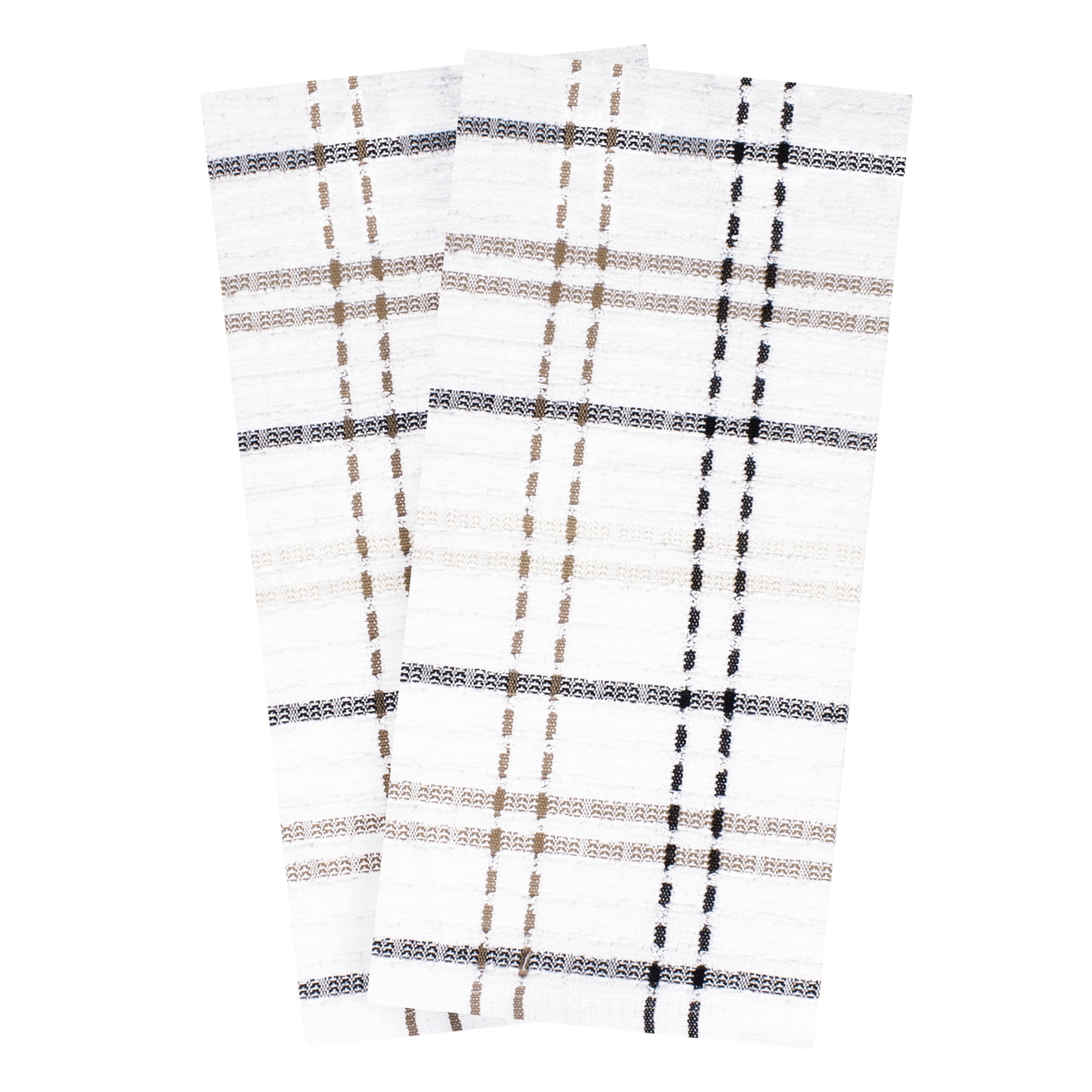 Latte Plaid Terry Cotton Kitchen Towel Set