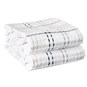 RITZ Royale Collection 100% Combed Terry Cotton, Oversized Kitchen Towel Set, 2-Pack, Check, Latte