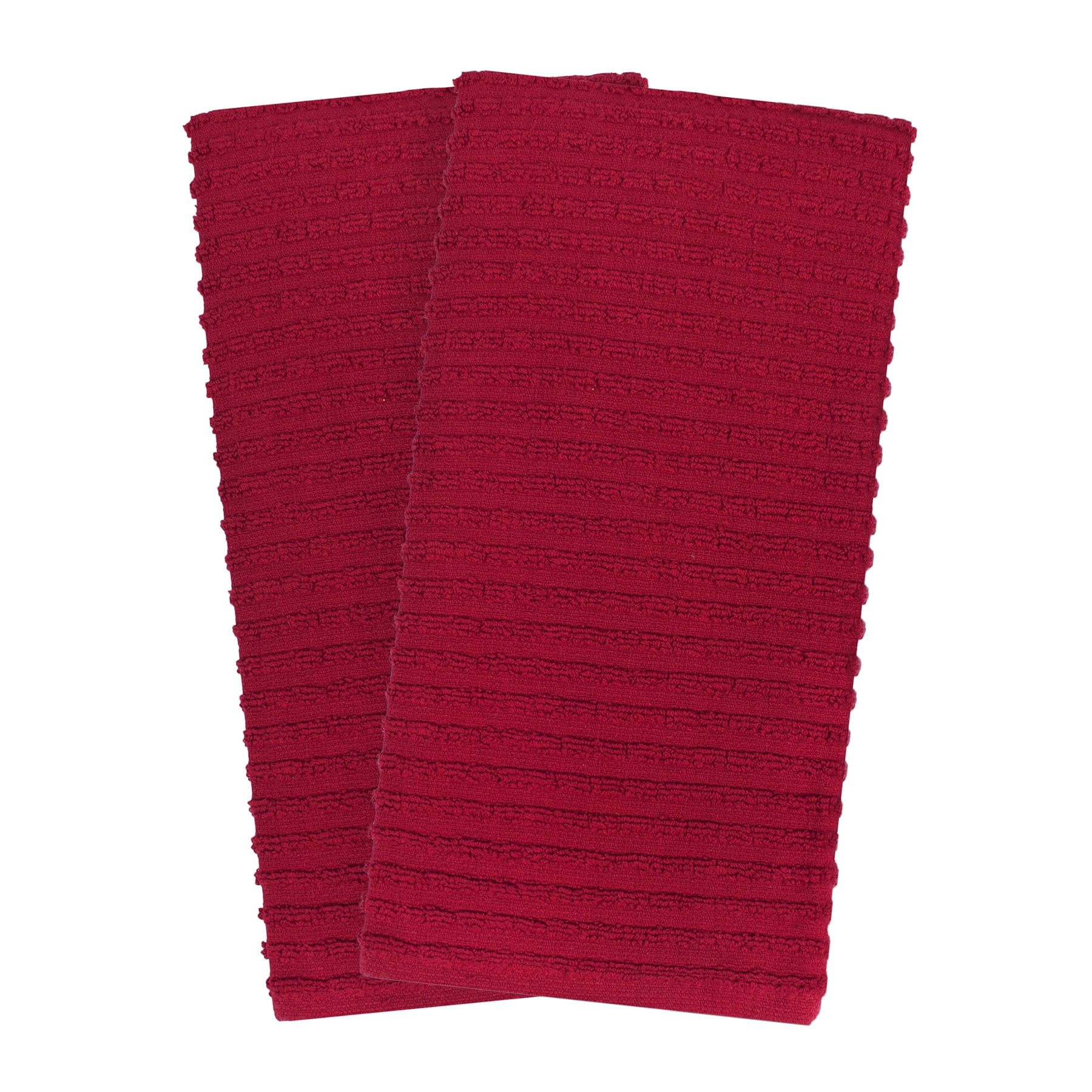 Paprika Red Terry Cotton Kitchen Towel Set, 2-Pack