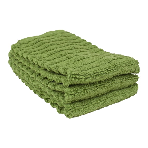 RITZ Royale Collection 100% Combed Terry Cotton, Kitchen Dish Cloth Set, 3-Pack, Solid, Cactus