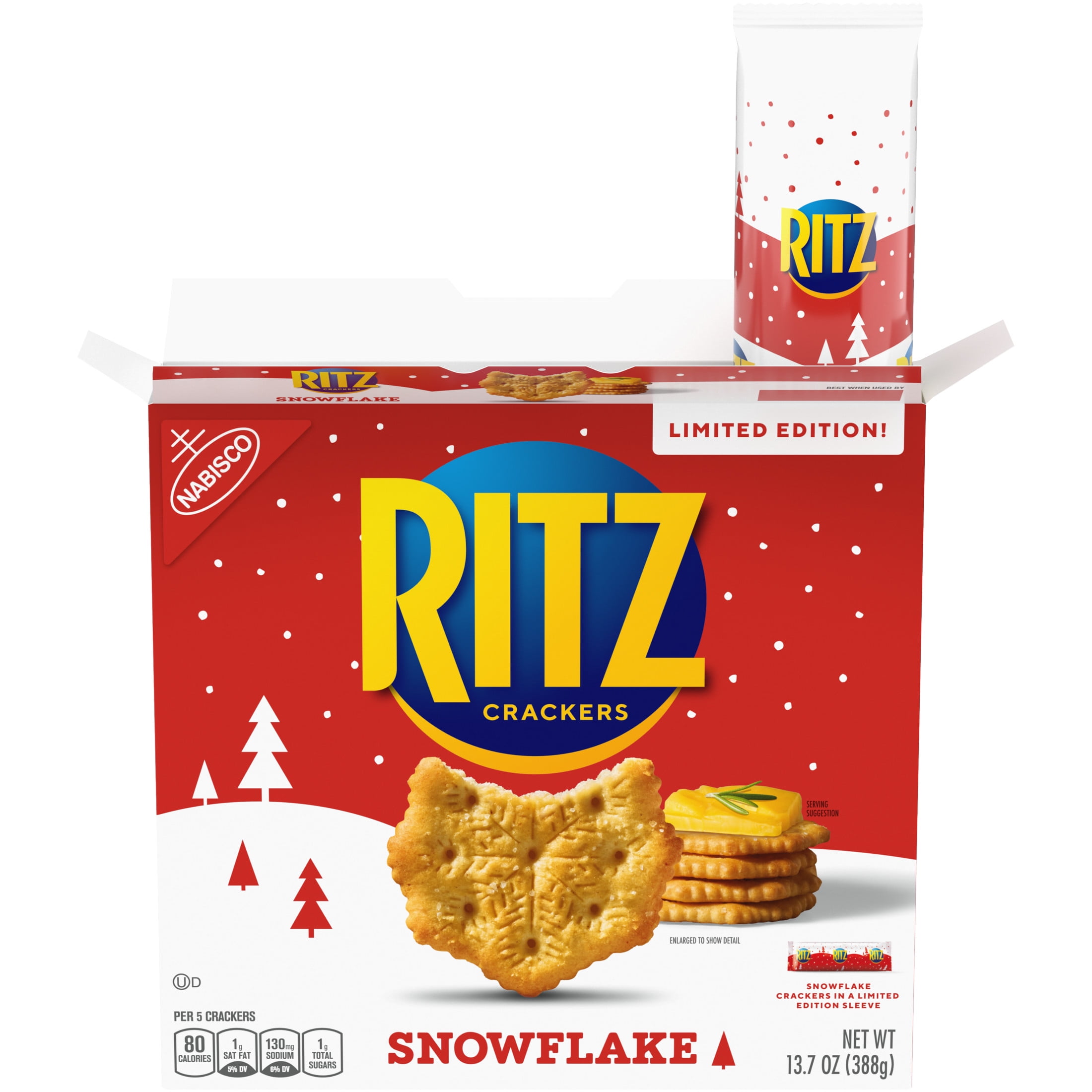 RITZ Snowflake Crackers Limited Edition Holiday Crackers, 13.7 oz Box