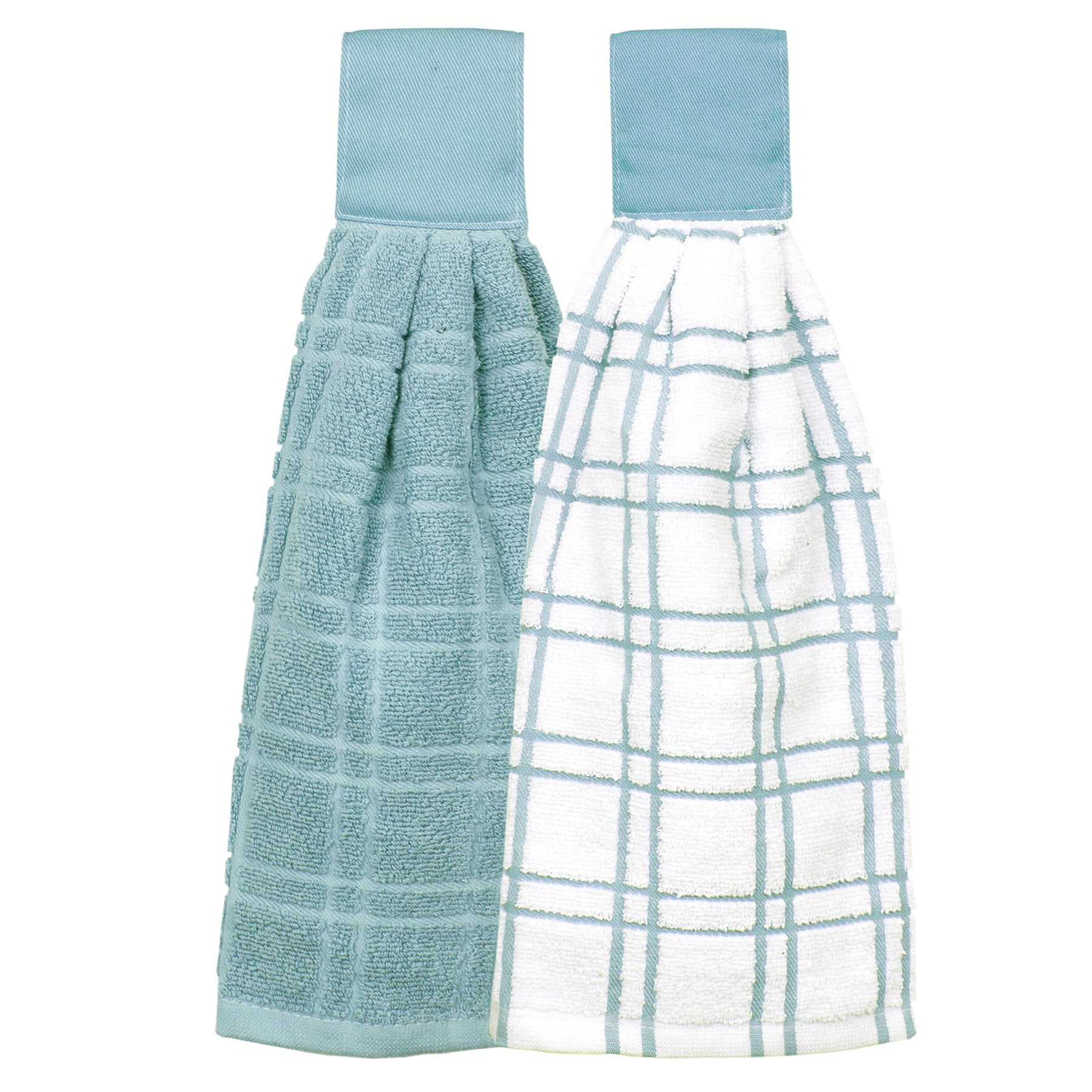 Dew Green and White Cotton Terry Kitchen Towel Set