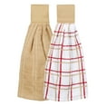 thumbnail image 1 of RITZ Solid and Multi Check Kitchen Tie Towel, Set of Two, Biscotti, 1 of 5