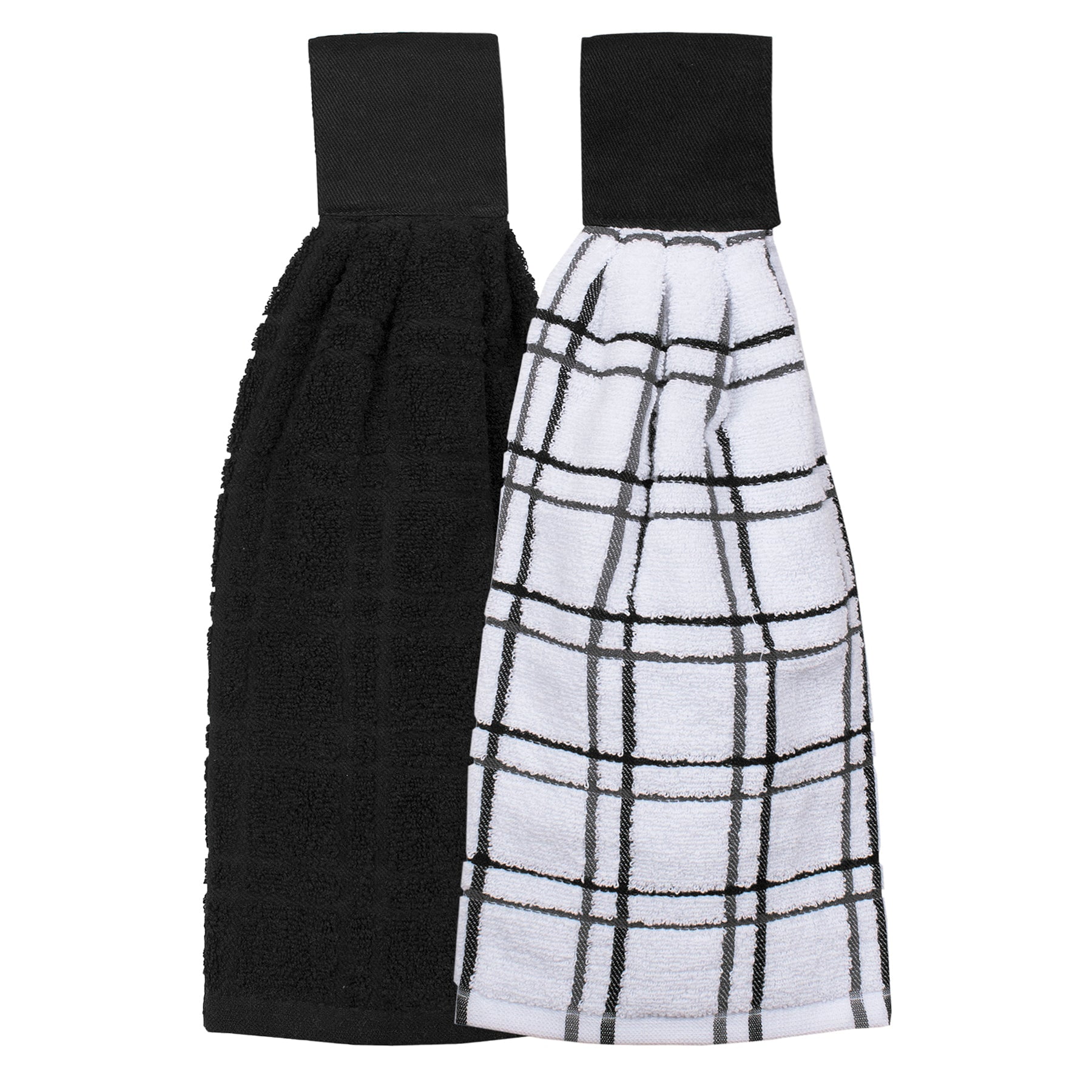 Noir and White Cotton Terry Dish Towel Set