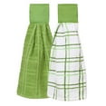 thumbnail image 1 of RITZ Solid and Multi Check Kitchen Tie Towel, Set of Two, Cactus, 1 of 4