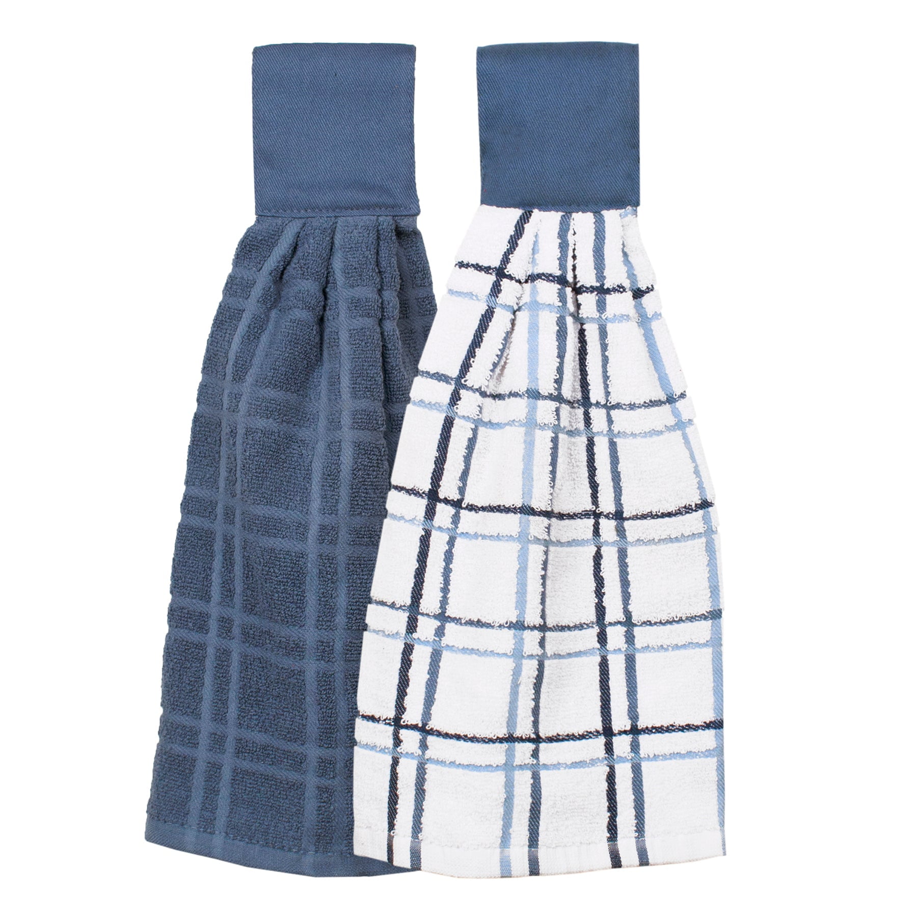 Federal Blue Cotton Terry Kitchen Towel Set with Hook-and-Loop Closure