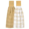 thumbnail image 1 of RITZ Solid and Multi Check Kitchen Tie Towel, Set of Two, Straw, 1 of 5