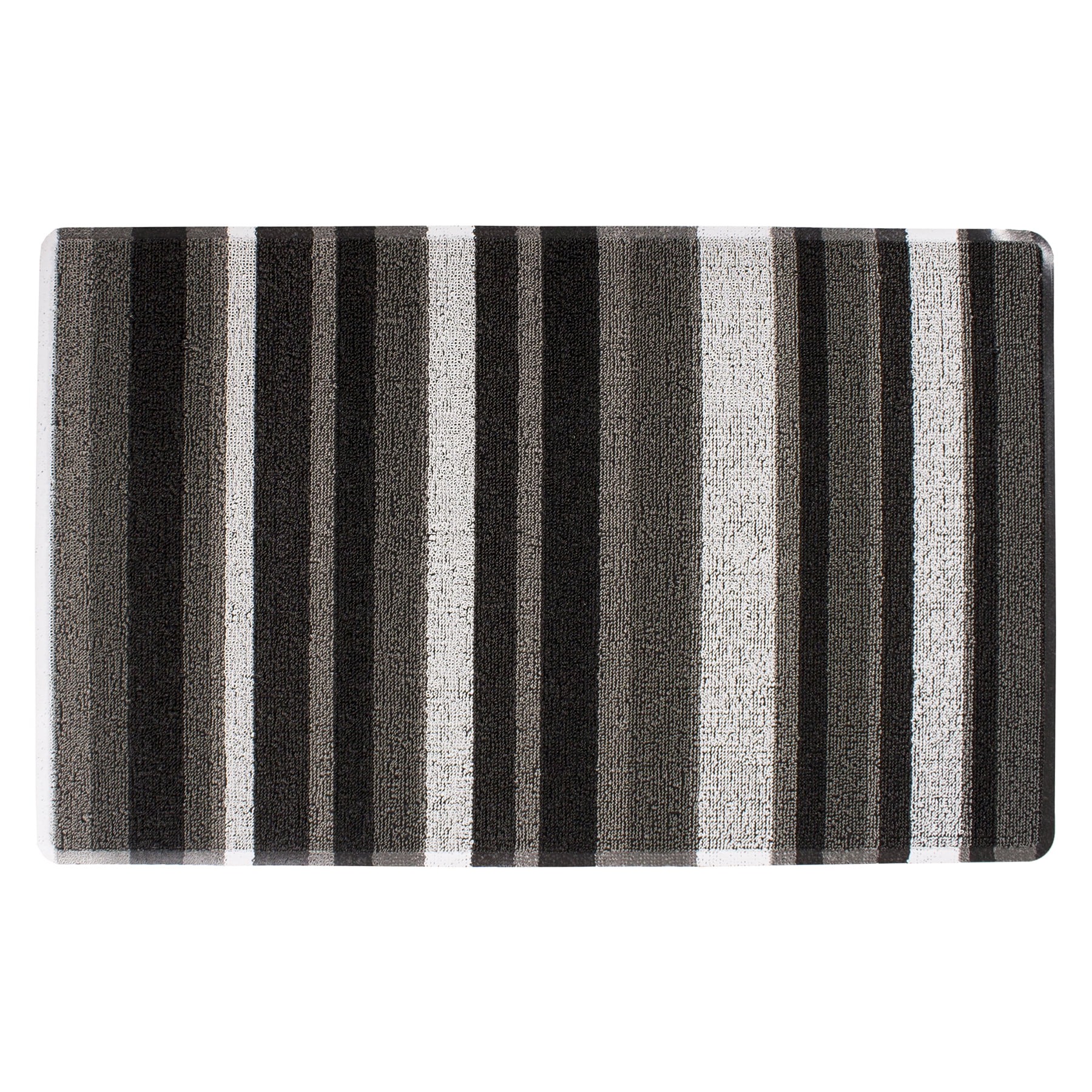 Gray and Black Striped Tufted Outdoor Doormat