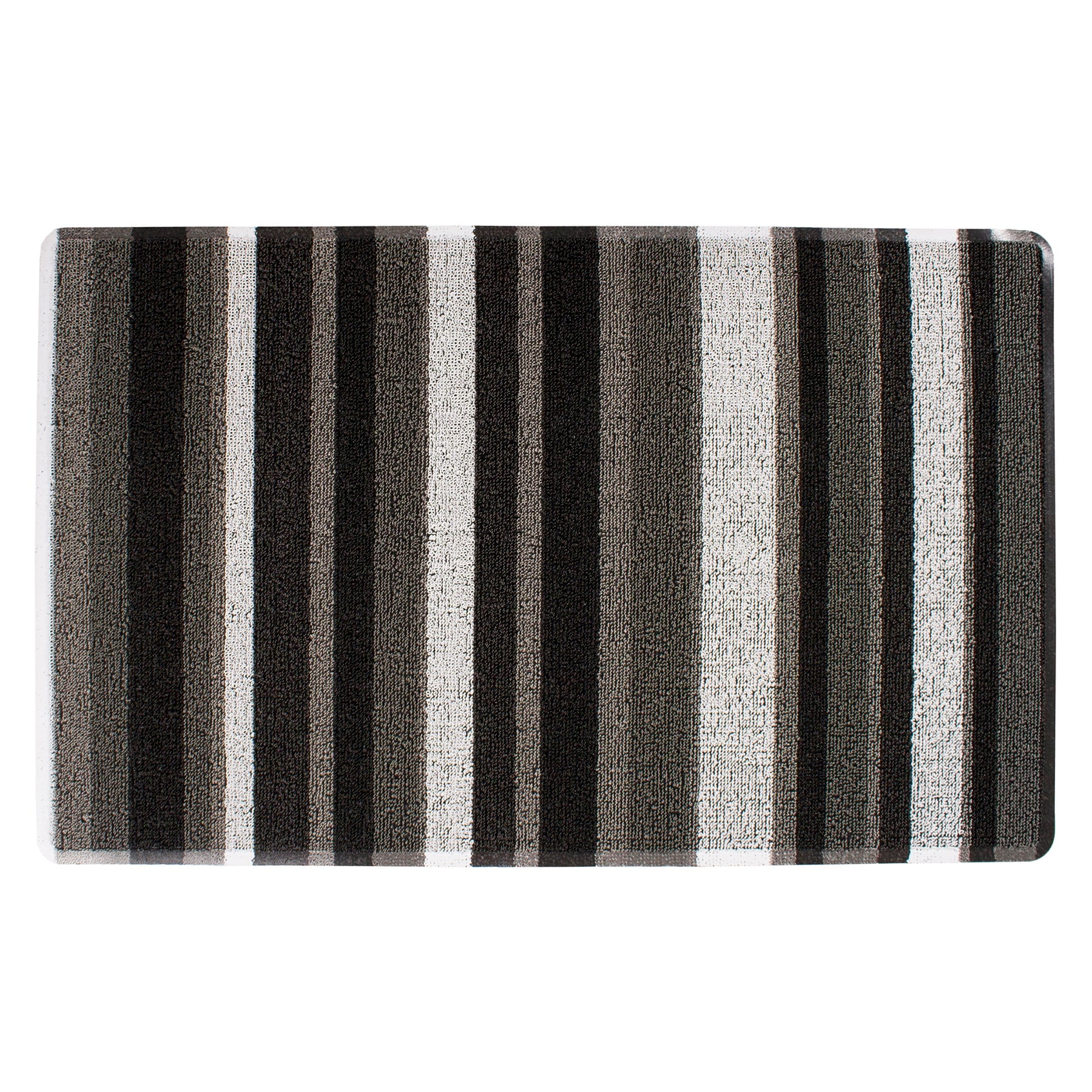 Gray and Black Striped Tufted Outdoor Doormat