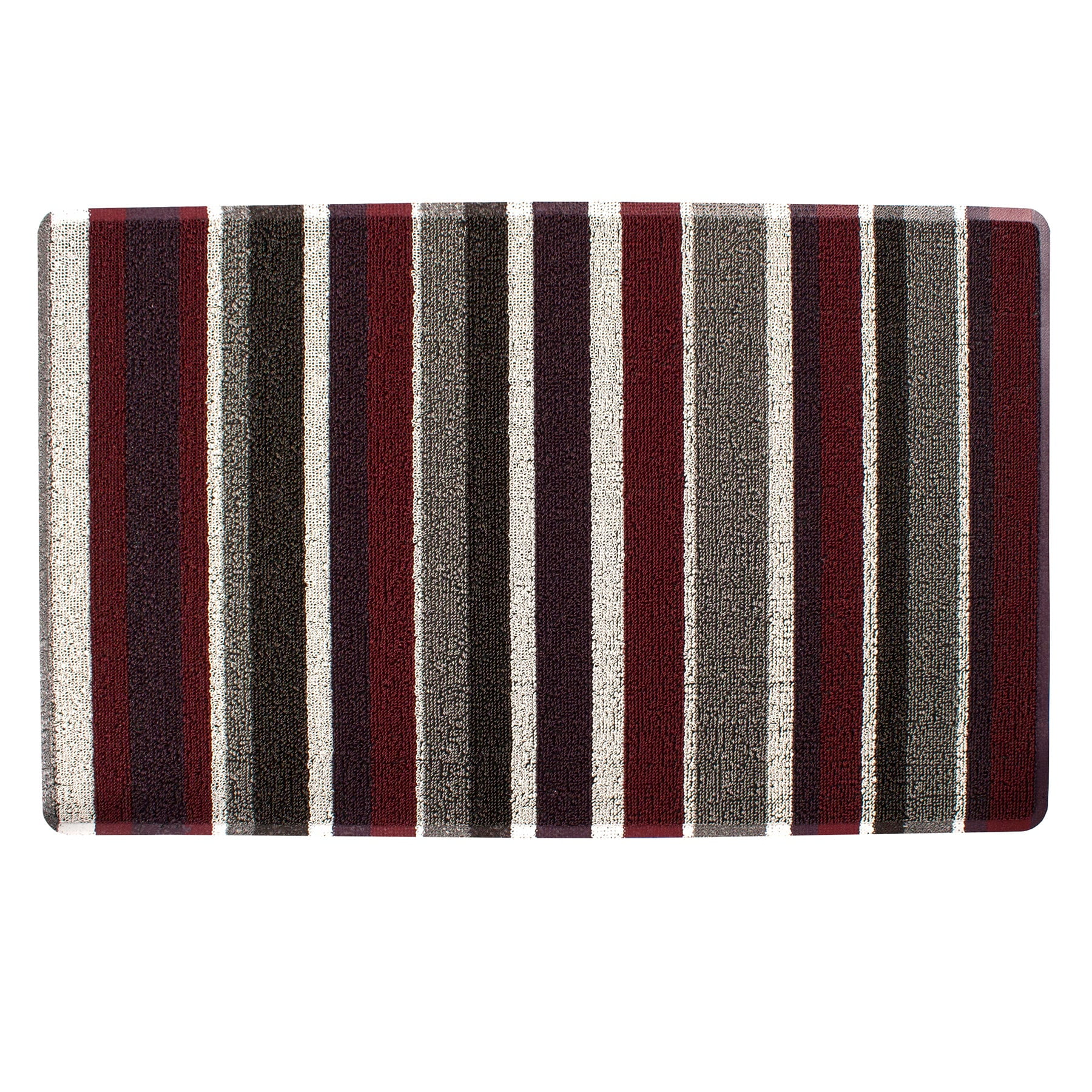 Red and Gray Striped Tufted Outdoor Door Mat, 29" x 18"