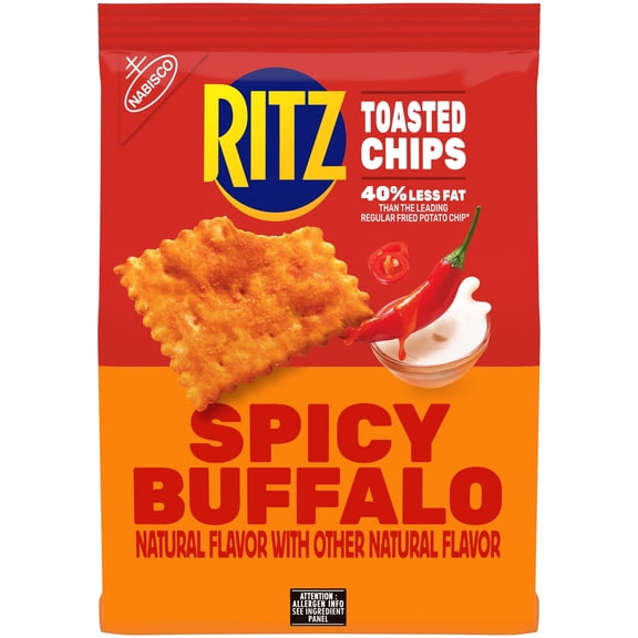 RITZ Toasted Chips Spicy Buffalo Crackers, Party Snacks, 8.1 oz