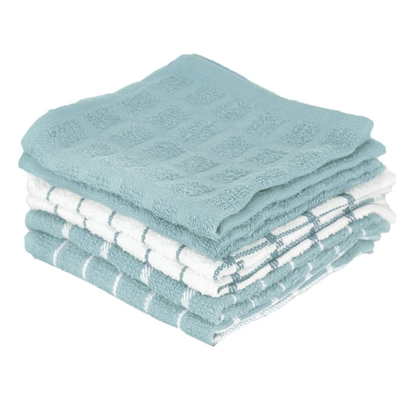 RITZ Terry Check Dish Cloth, Set of Six, Dew