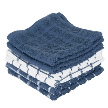RITZ Terry Check Dish Cloth, Set of Six, Federal Blue