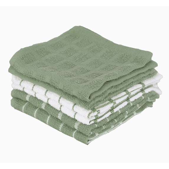 RITZ Terry Check Dish Cloth, Set of Six, Juniper