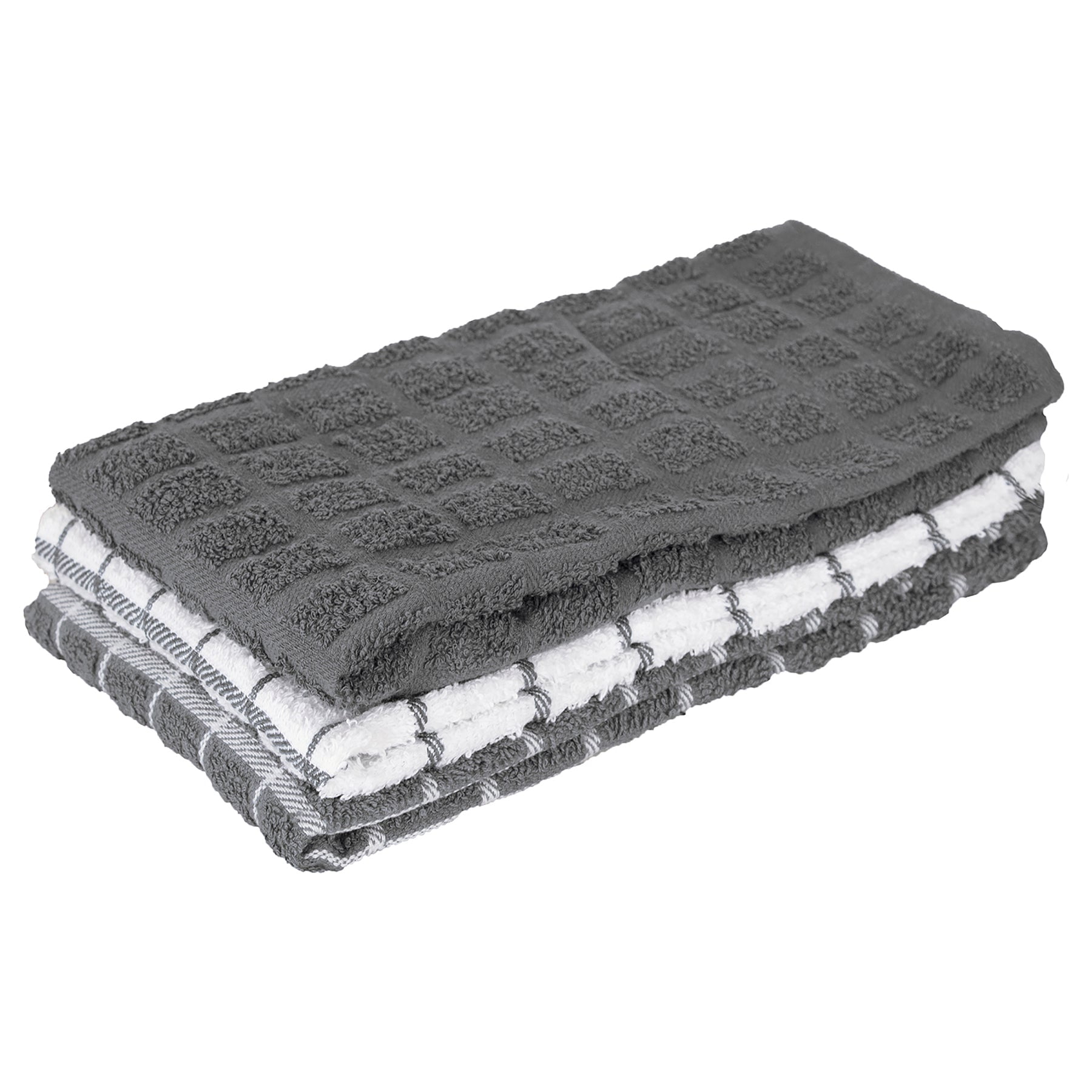 Gray Terry Cotton Kitchen Towel Set of 3