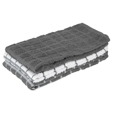RITZ Terry Check Kitchen Towel Set, 3-Pack, 15" x 25", Grey