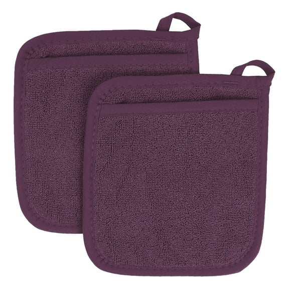 RITZ Terry Pocket Mitt Pot Holder, Set of Two, Beet