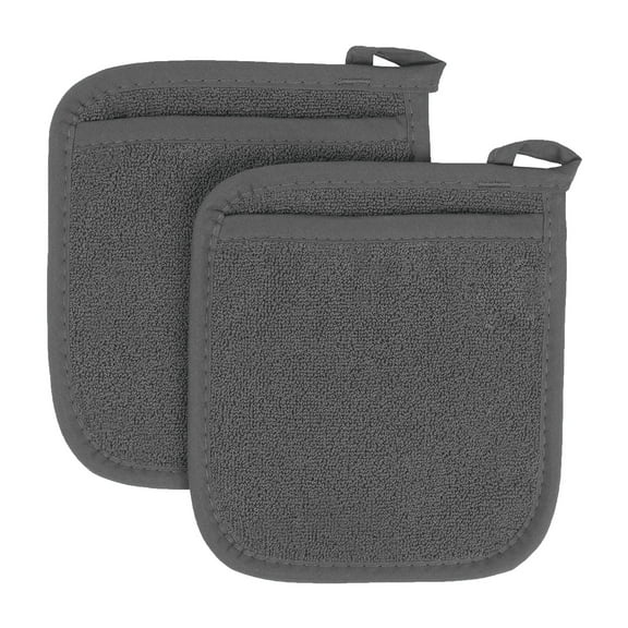 RITZ Terry Pocket Mitt Pot Holder, Set of Two, Graphite