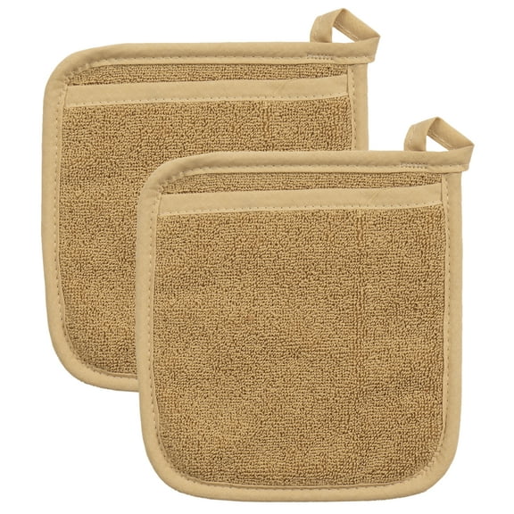 RITZ Terry Pocket Mitt Pot Holder, Set of Two, Straw