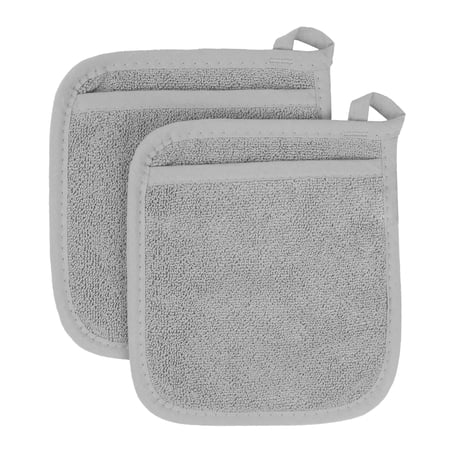 RITZ Terry Pocket Mitt Pot Holder, Set of Two, Titanium