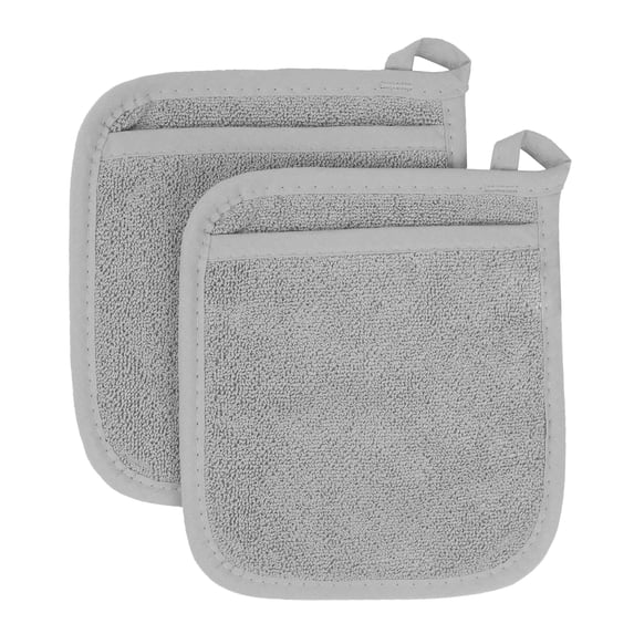 RITZ Terry Pocket Mitt Pot Holder, Set of Two, Titanium