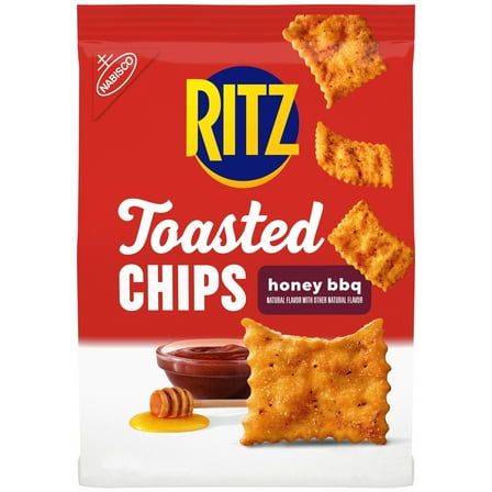 RITZ Toasted Chips Honey BBQ Crackers, Party Snacks, 8.1 oz