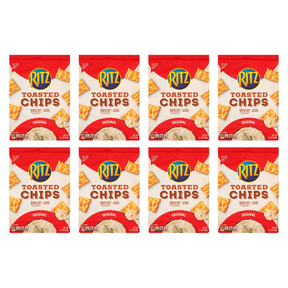 RITZ Toasted Chips Sour Cream and Onion Crackers, 8.1 oz (Pack of 8)