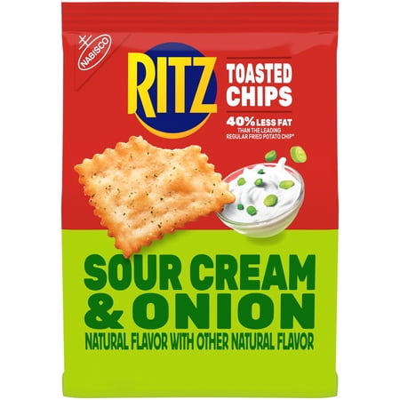 RITZ Toasted Chips Sour Cream and Onion Crackers, Party Snacks, 8.1 oz