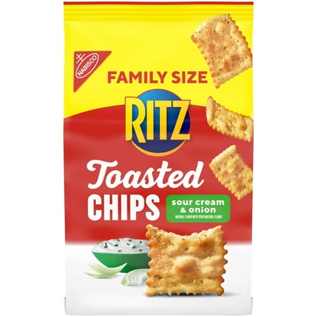 RITZ Toasted Chips Sour Cream and Onion Crackers, Family Size, 11.4 oz