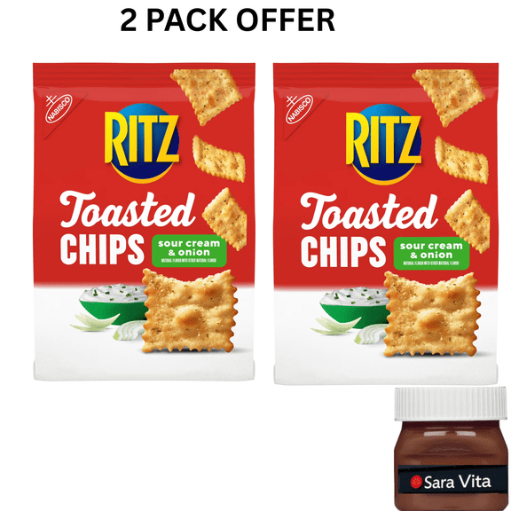 RITZ Toasted Chips Sour Cream and Onion Crackers, Party Snacks, 8.1 oz