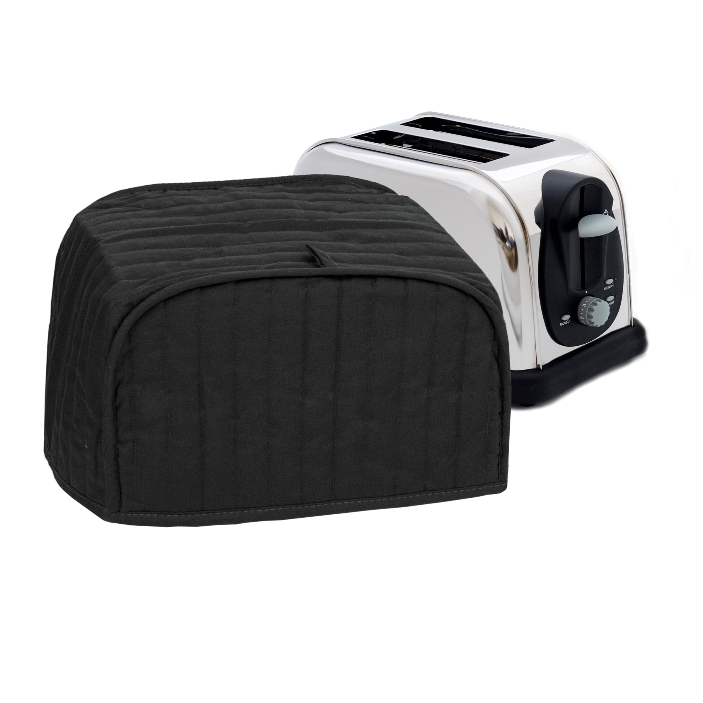 Black Quilted Polyester and Cotton Two-Slice Toaster Cover
