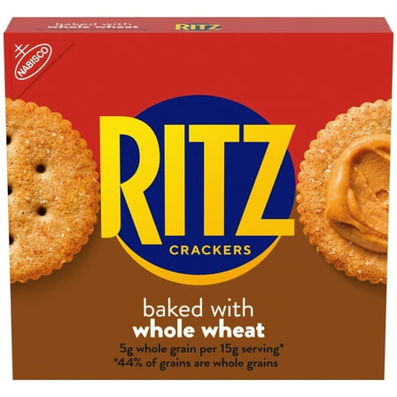 RITZ Whole Wheat Crackers, Snacks for Kids and Adults, Lunch Snacks, 12.9 oz