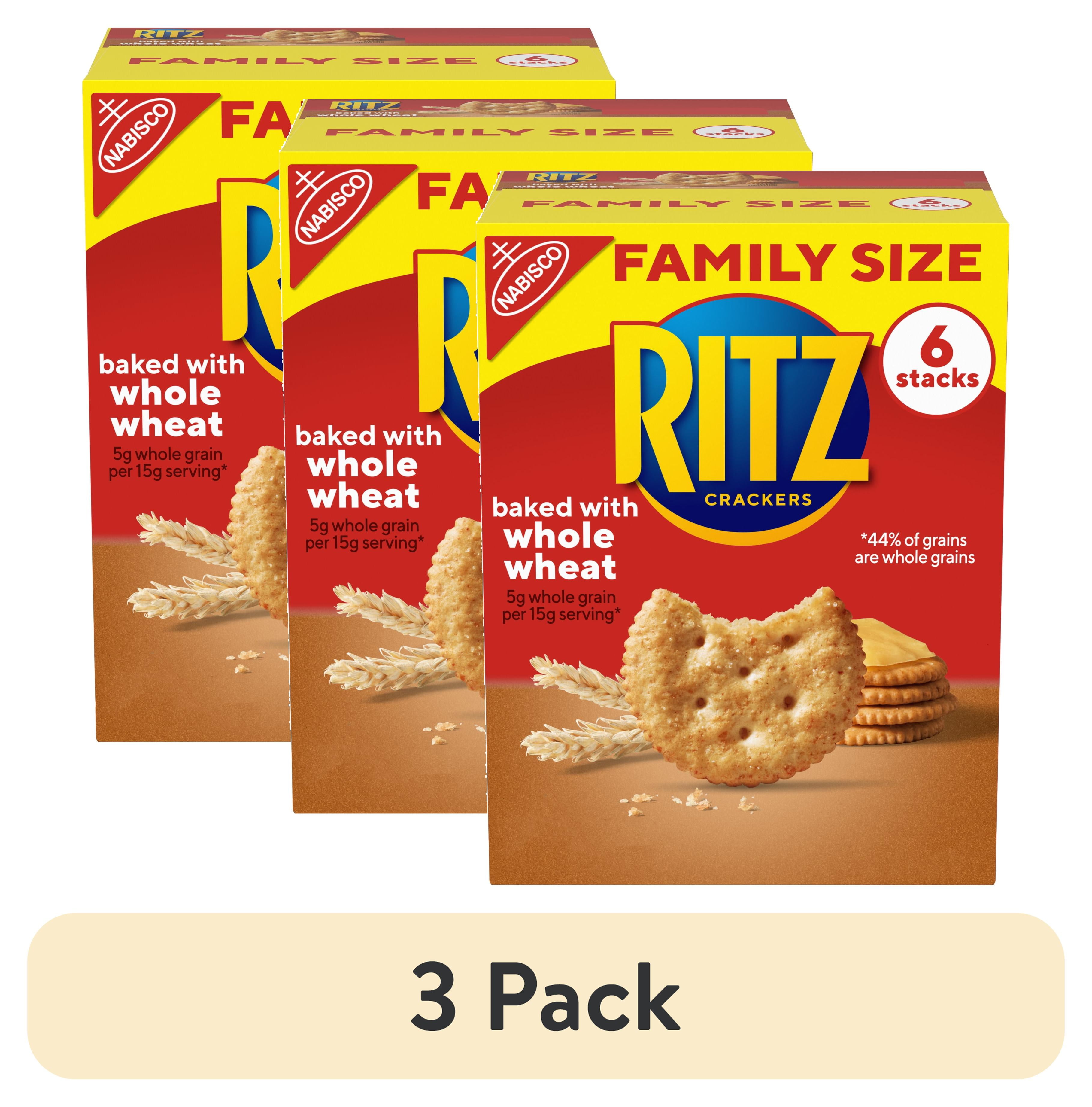 (3 pack) RITZ Whole Wheat Crackers, Family Size, 19.3 oz