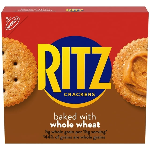 RITZ Whole Wheat Crackers, Snacks for Kids and Adults, Lunch Snacks, 12.9 oz(pack of 2)