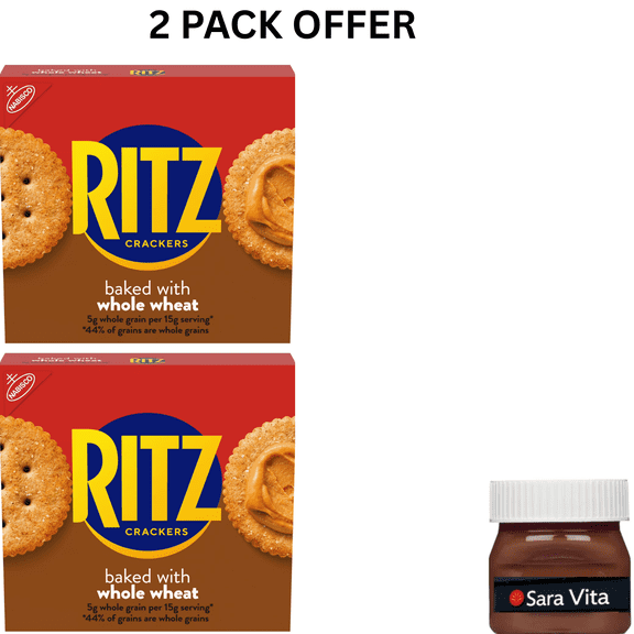 RITZ Whole Wheat Crackers, Snacks for Kids and Adults, Lunch Snacks, 12.9 oz