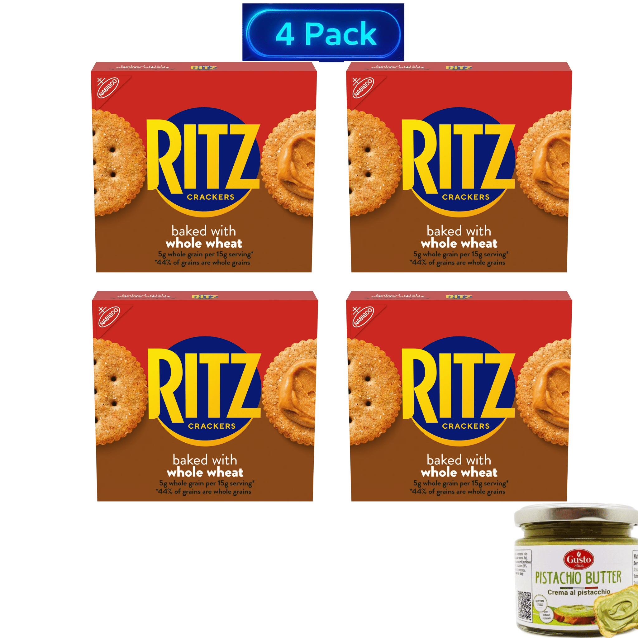RITZ Whole Wheat Crackers, Snacks for Kids and Adults, Lunch Snacks, 12.9 oz