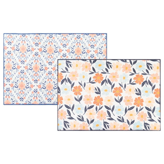 RITZ Wild Floral Dish Drying Mat, Super Absorbent & Quick-Drying, 100% Polyester, 14x21, 2-Pack