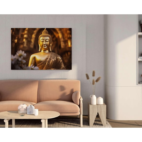 RIVAAZ CRAFT Buddha Paintings for Wall Decoration 34 x 22 Framed Canvas Painting Canvas Art Prints