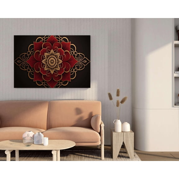 RIVAAZ CRAFT Mandala Art Painting For Wall Decoration With Frame Canvas Painting For Living Room Bedroom Home Office & Hotels (34 inch x 22 inch CH-MP-LDP7)
