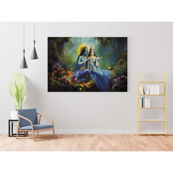 Rivaaz Craft Radha Krishna Paintings for Wall Decoration with Frame Canvas Painting for Living Room Bedroom Home Office & Hotels (34 inch x 22 inch CH-RK-LDP18)