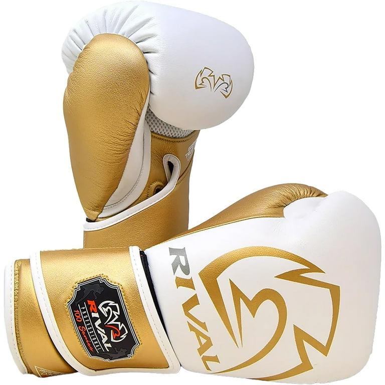 RIVAL Boxing RB100 Professional Bag Glove - Small - White/Gold