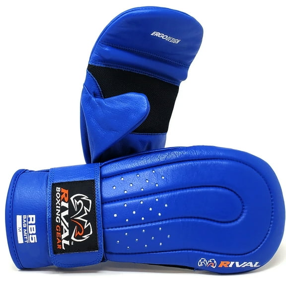 RIVAL Boxing RB5 Hook and Loop Bag Glove Mitts - Small - Blue