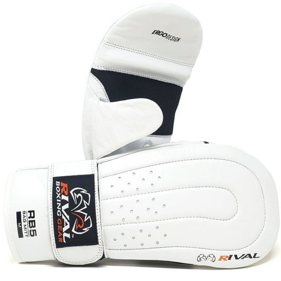 RIVAL Boxing RB5 Hook and Loop Bag Glove Mitts - Small - White