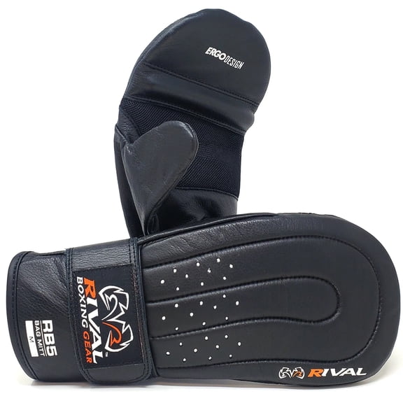 RIVAL Boxing RB5 Hook and Loop Leather Training Bag Mitts - Small - Black