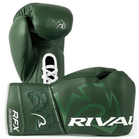 RIVAL Boxing RFX-Guerrero HDEF Pro Fight Lace-Up Boxing Gloves, Green, 8oz.