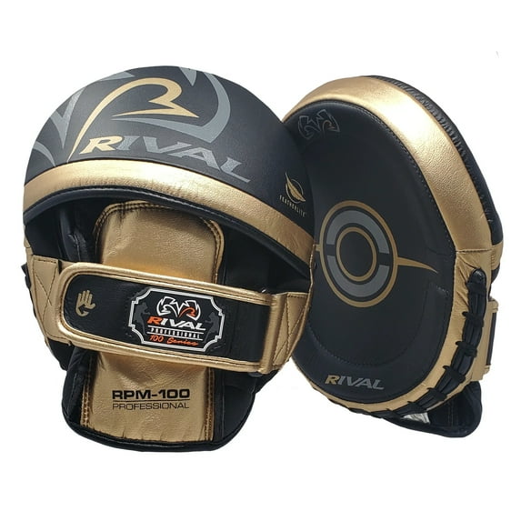 RIVAL Boxing RPM100 Professional Punch Mitts - Black/Gold