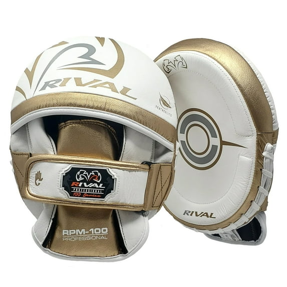 RIVAL Boxing RPM100 Professional Punch Mitts - White/Gold