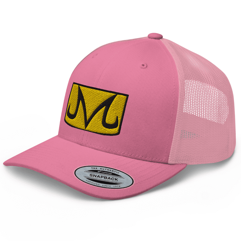 RIVEMUG Anime Majin Buu Premium Trucker Hat MId Crown Curved Bill Adjustable Cap Pink